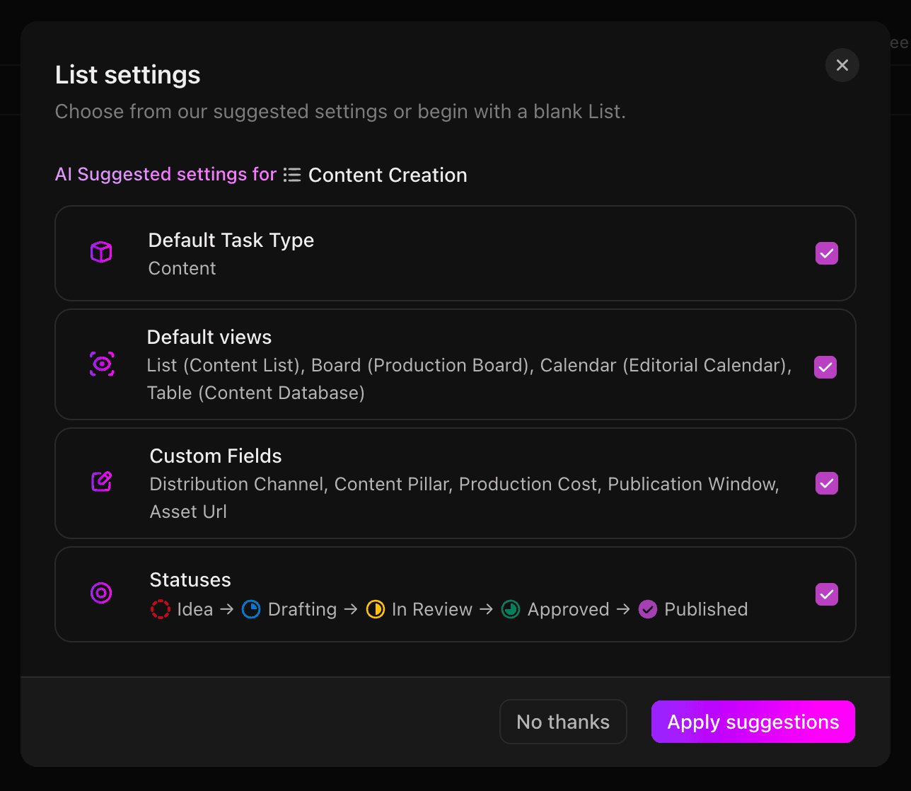AI suggestions
